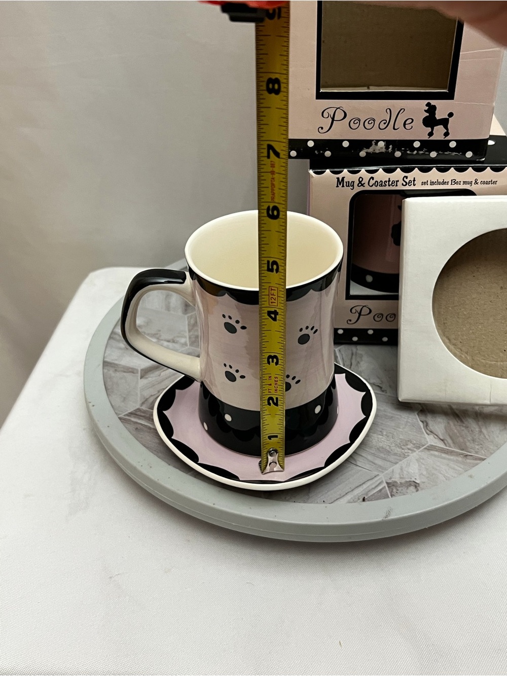 Set of 2 HuesnBrews Poodle Mug & Coaster Sets Pink Black 13 Oz Dog Lover - Picture 14 of 14